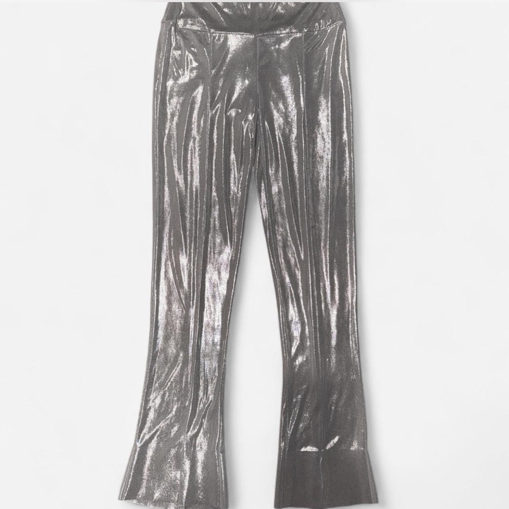 Norma Kamali Kids Metallic Silver Leggings